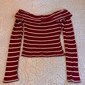 Forever 21 off the shoulder long sleeves stripes red/white top size small